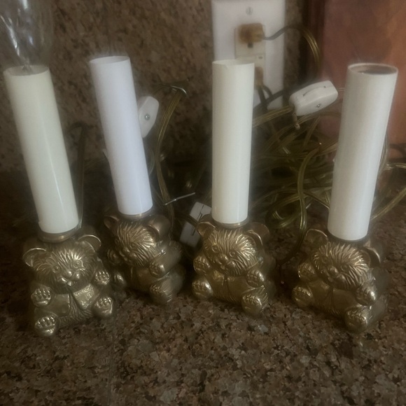 Vintage Brass Teddy Bear Christmas Light Set - Picture 1 of 5